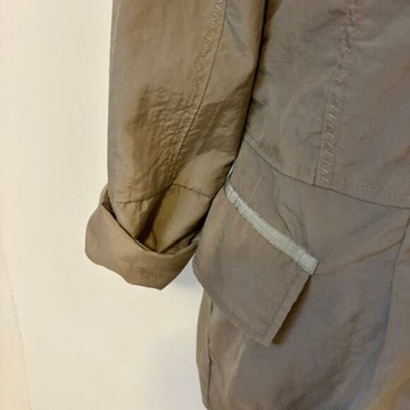 Venezia Milano Tan Brown Hooded Rain Jacket Gold Zippers Small Lined Zippers - Picture 13 of 14